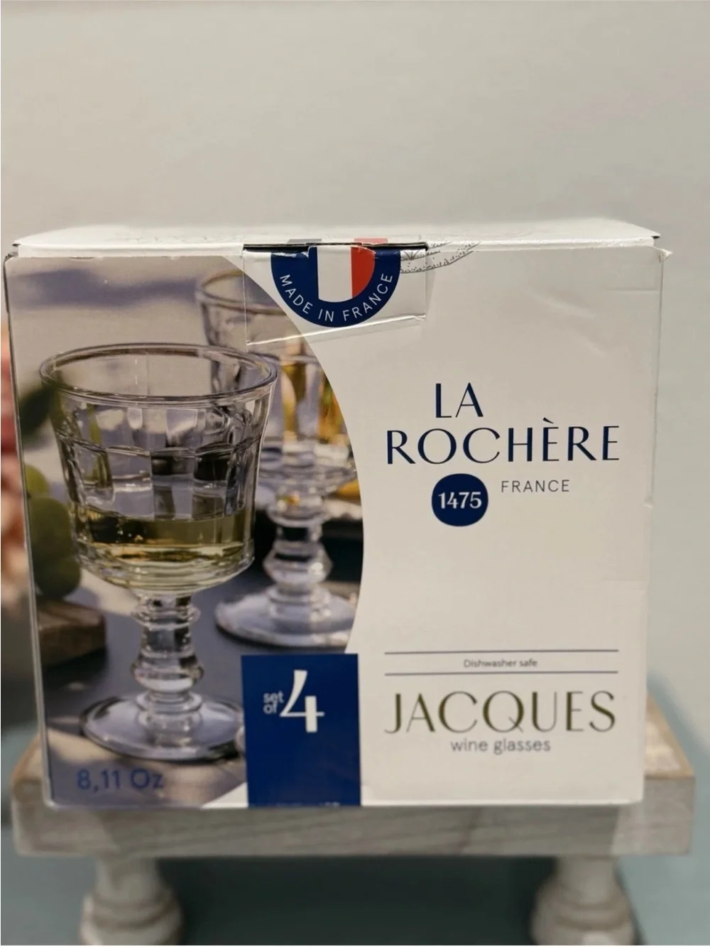 La Rochere JACQUES Wine Glasses Set 4 - French Pressed Glass 8.11 oz